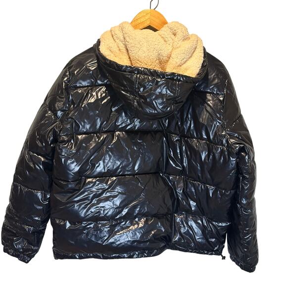 Levi's High Shine Black Zip Front Puffer Jacket - size Large - Picture 7 of 9